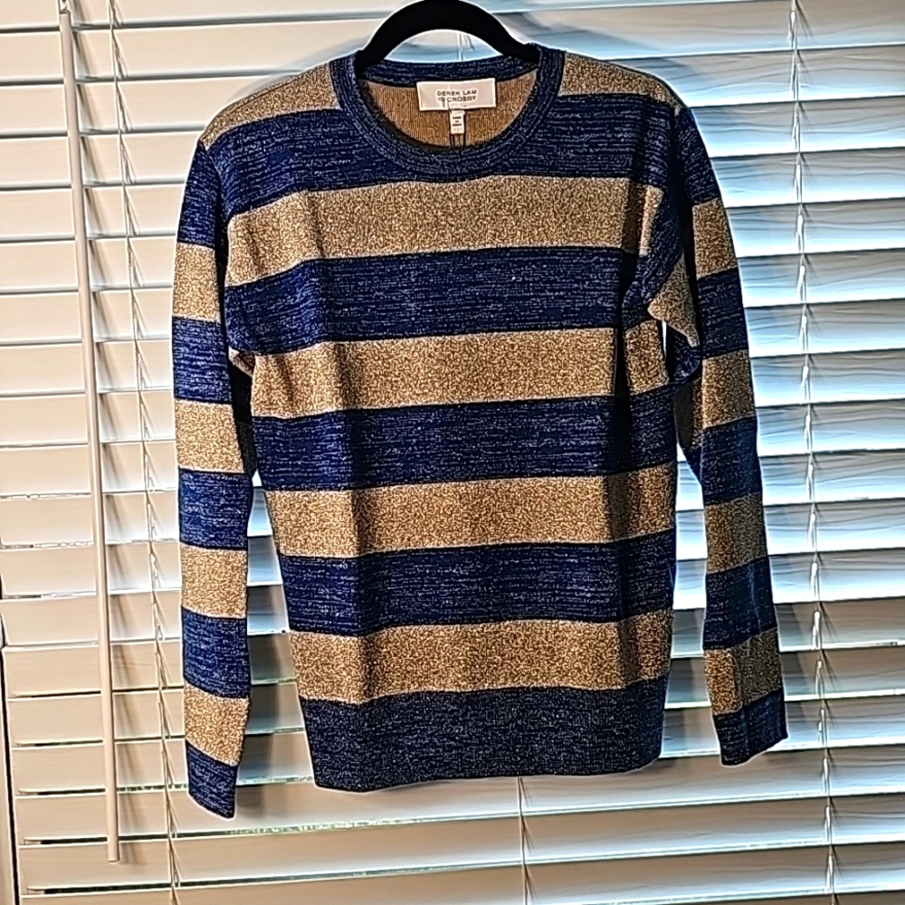 Derek Lam Pullover Sweater Blue/Silver Stripe Size Small NWT